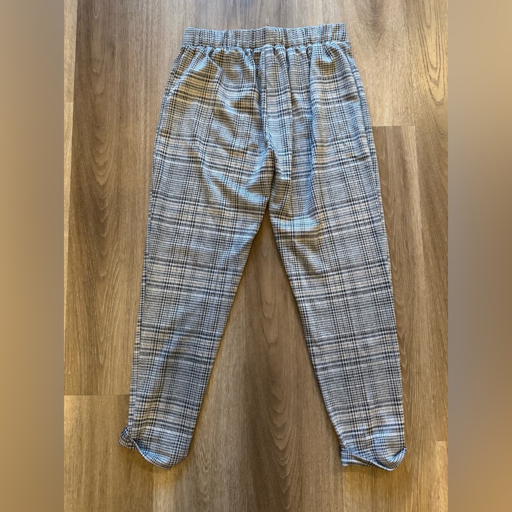 Brina & Em Plaid High Waist Tapered Leg Pants Jogger Style Elastic Waist M